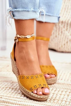 Sandały Na Koturnie>Evento Sandały Na Plecionej Koturnie Żółte Sagittarius