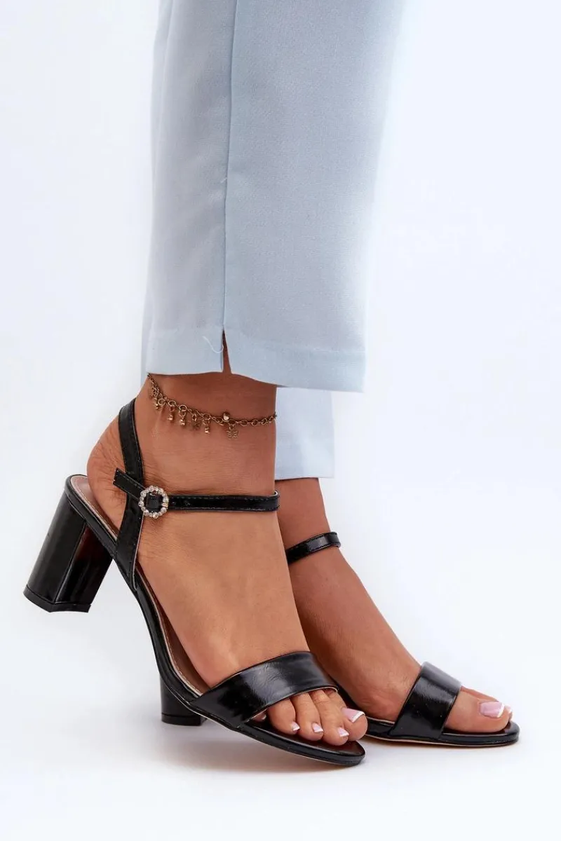 Discount Sandały Na Słupku Czarne Glindra Damskie Sandały Na Słupku|Sandały Na Obcasie