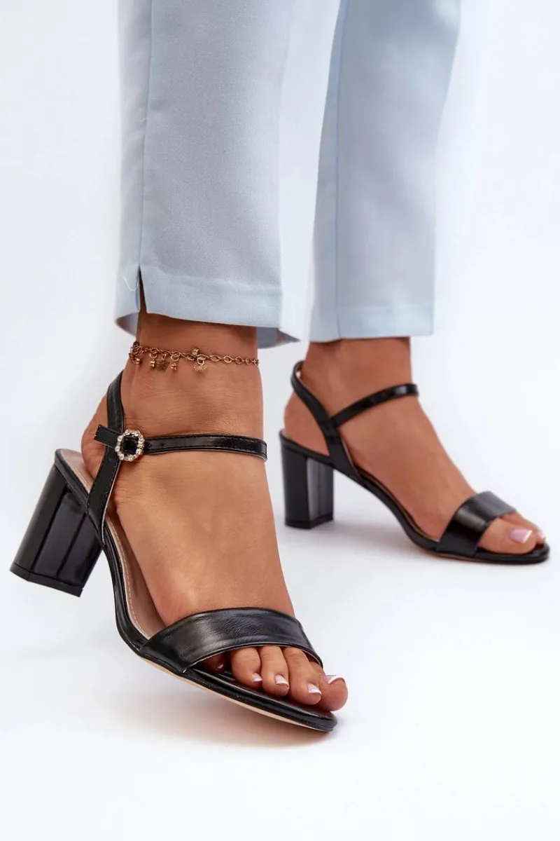 Discount Sandały Na Słupku Czarne Glindra Damskie Sandały Na Słupku|Sandały Na Obcasie