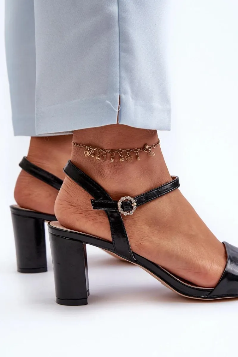 Discount Sandały Na Słupku Czarne Glindra Damskie Sandały Na Słupku|Sandały Na Obcasie