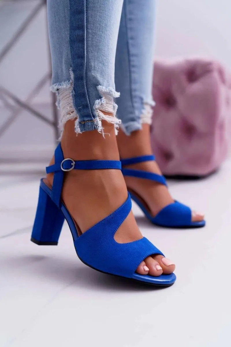 Sandały Na Obcasie>Buty Sergio Leone Sandały Na Słupku Sergio Leone SK868 Niebieskie