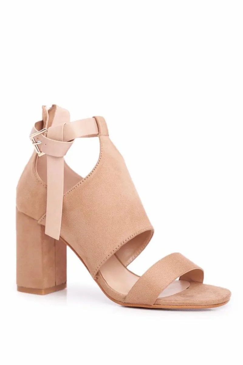 Sandały Na Obcasie>Buty damskie Vinceza Sandały Na Słupku Z Cholewką Vinceza 20-17054 Beżowe