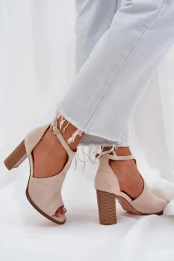 Sandały Na Słupku|Sandały Na Obcasie><noscript><img width=