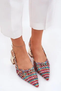 Sale Boto Sandały Na Słupku Z Plecionką I Szpiczastymi Noskami Multikolor Resterri Wielokolorowy