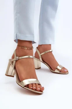 Online Evento Sandały Na Słupku Złote Glindra