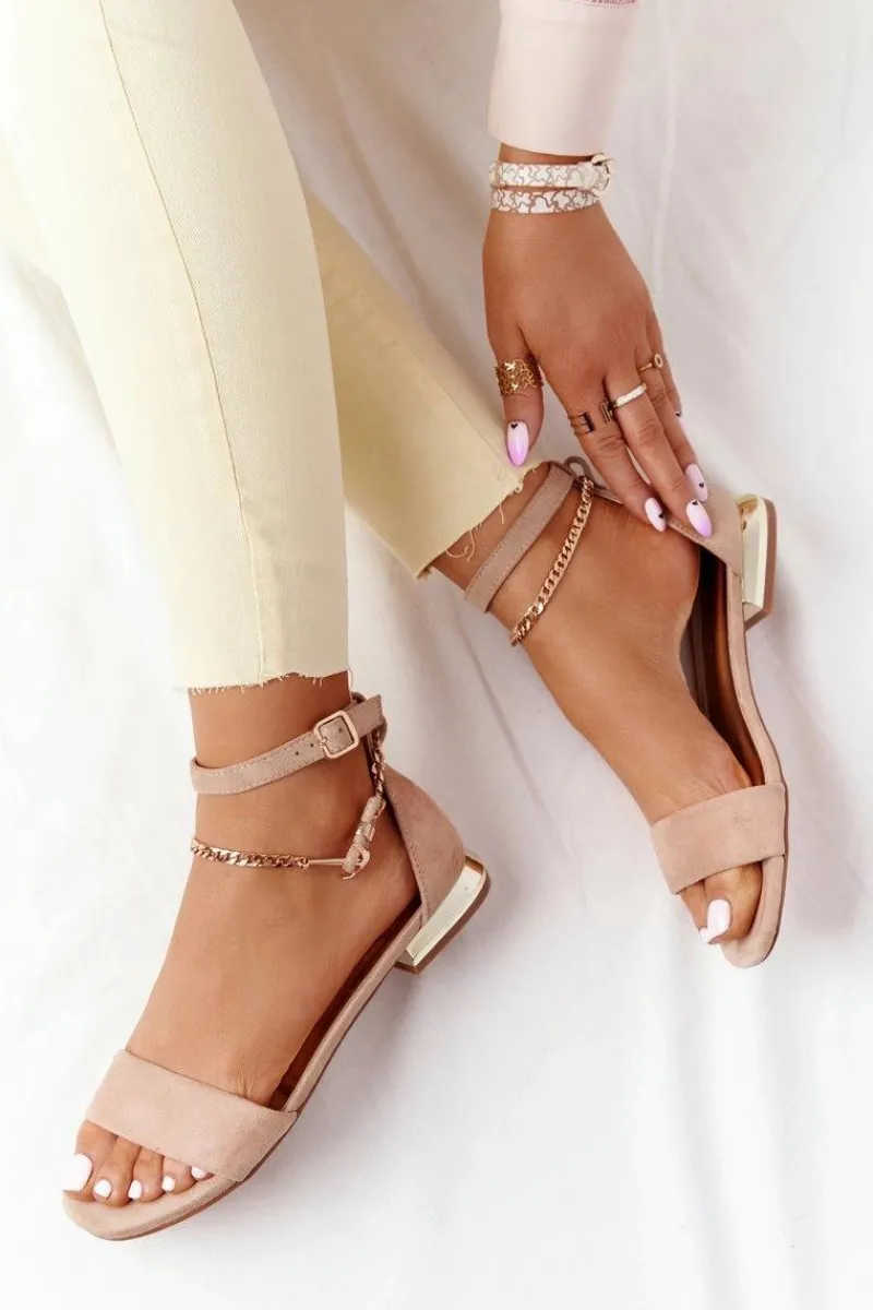 Sandały Na Obcasie|Sandały Płaskie>Buty damskie Vinceza Sandały Na Złotym Obcasie Vinceza 21-17119 Beżowe