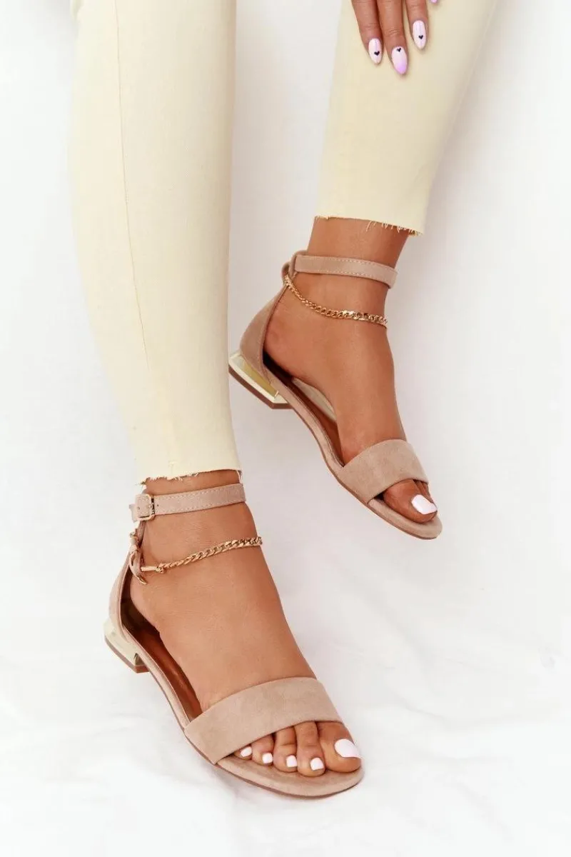 Sandały Na Obcasie|Sandały Płaskie>Buty damskie Vinceza Sandały Na Złotym Obcasie Vinceza 21-17119 Beżowe