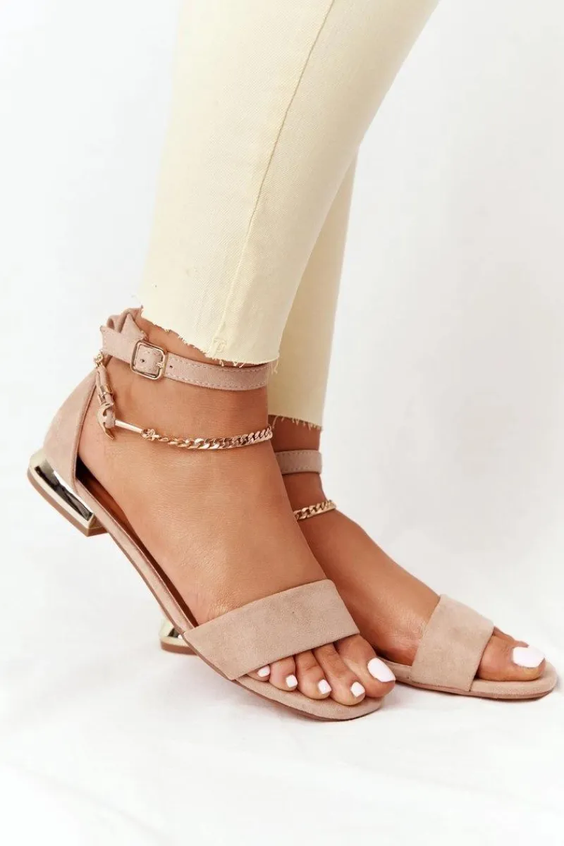 Sandały Na Obcasie|Sandały Płaskie>Buty damskie Vinceza Sandały Na Złotym Obcasie Vinceza 21-17119 Beżowe