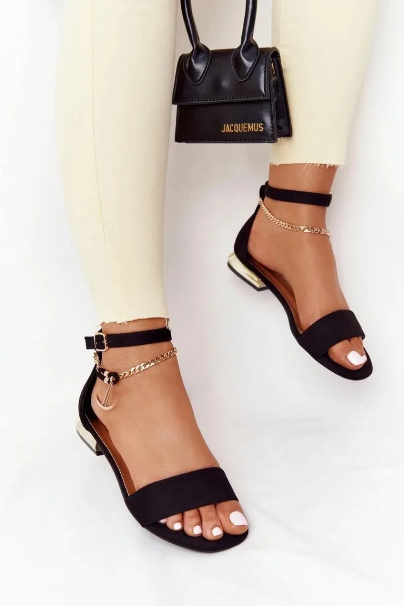 New Buty damskie Vinceza Sandały Na Złotym Obcasie Vinceza 21-17119 Czarne