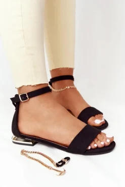 New Buty damskie Vinceza Sandały Na Złotym Obcasie Vinceza 21-17119 Czarne