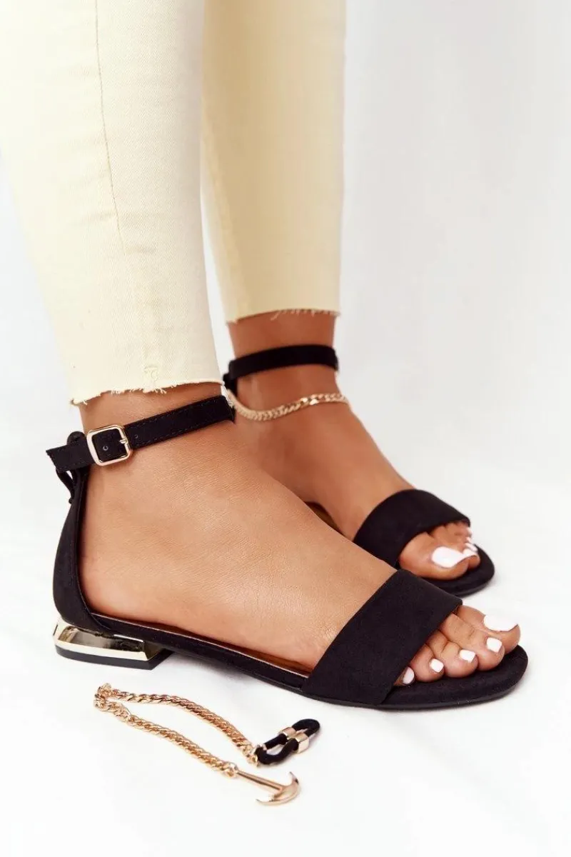 New Buty damskie Vinceza Sandały Na Złotym Obcasie Vinceza 21-17119 Czarne