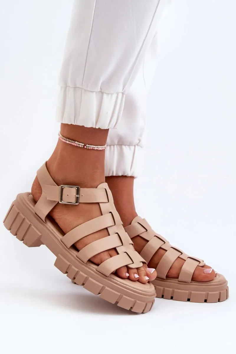 Clearance Sandały Rzymianki Damskie Beżowe Rosarose Damskie Sandały Płaskie