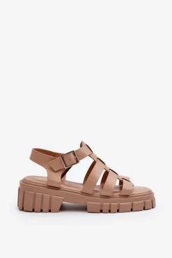 Clearance Sandały Rzymianki Damskie Beżowe Rosarose Damskie Sandały Płaskie