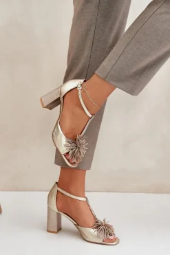 Sandały Na Słupku|Sandały Na Obcasie><noscript><img width=