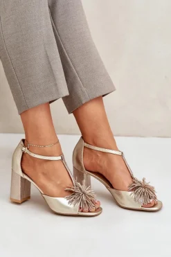 Sandały Na Słupku|Sandały Na Obcasie><noscript><img width=