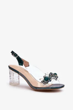 Sandały Na Słupku|Sandały Na Obcasie><noscript><img width=