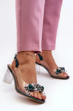 Sandały Na Słupku|Sandały Na Obcasie><noscript><img width=