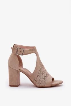 Sandały Na Słupku|Sandały Na Obcasie><noscript><img width=