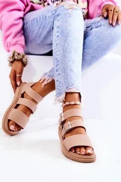 Best Boto Sandały Z Klamrą Beżowe Reese