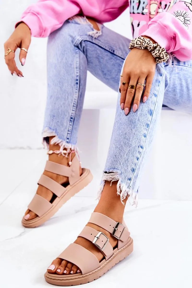 Best Boto Sandały Z Klamrą Beżowe Reese