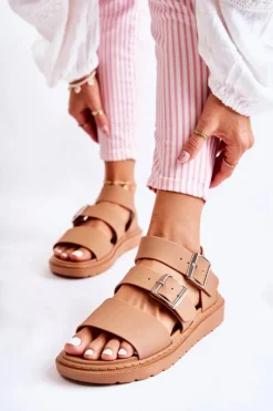 Outlet Boto Sandały Z Klamrą Camel Reese