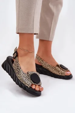 Sandały Na Koturnie>Artiker Sandały Z Naturalnej Skóry Na Koturnie 56C2186 Panterka