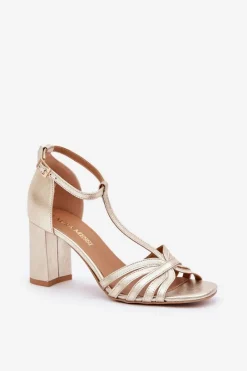 Sale Laura Messi Sandały Z Naturalnej Skóry Na Słupku 2766