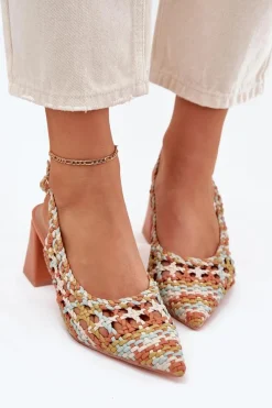 Clearance Sandały Z Plecionką Na Słupku Multikolor Ebina Damskie Sandały Na Słupku|Sandały Na Obcasie