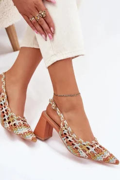 Clearance Sandały Z Plecionką Na Słupku Multikolor Ebina Damskie Sandały Na Słupku|Sandały Na Obcasie