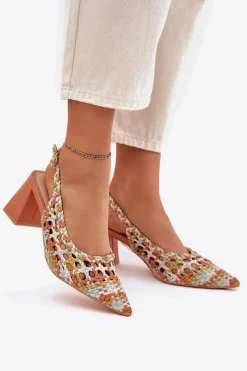 Clearance Sandały Z Plecionką Na Słupku Multikolor Ebina Damskie Sandały Na Słupku|Sandały Na Obcasie