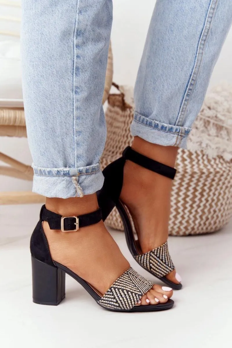 Hot Evento Sandały Z Plecionką Na Słupku Czarne Honeymoon