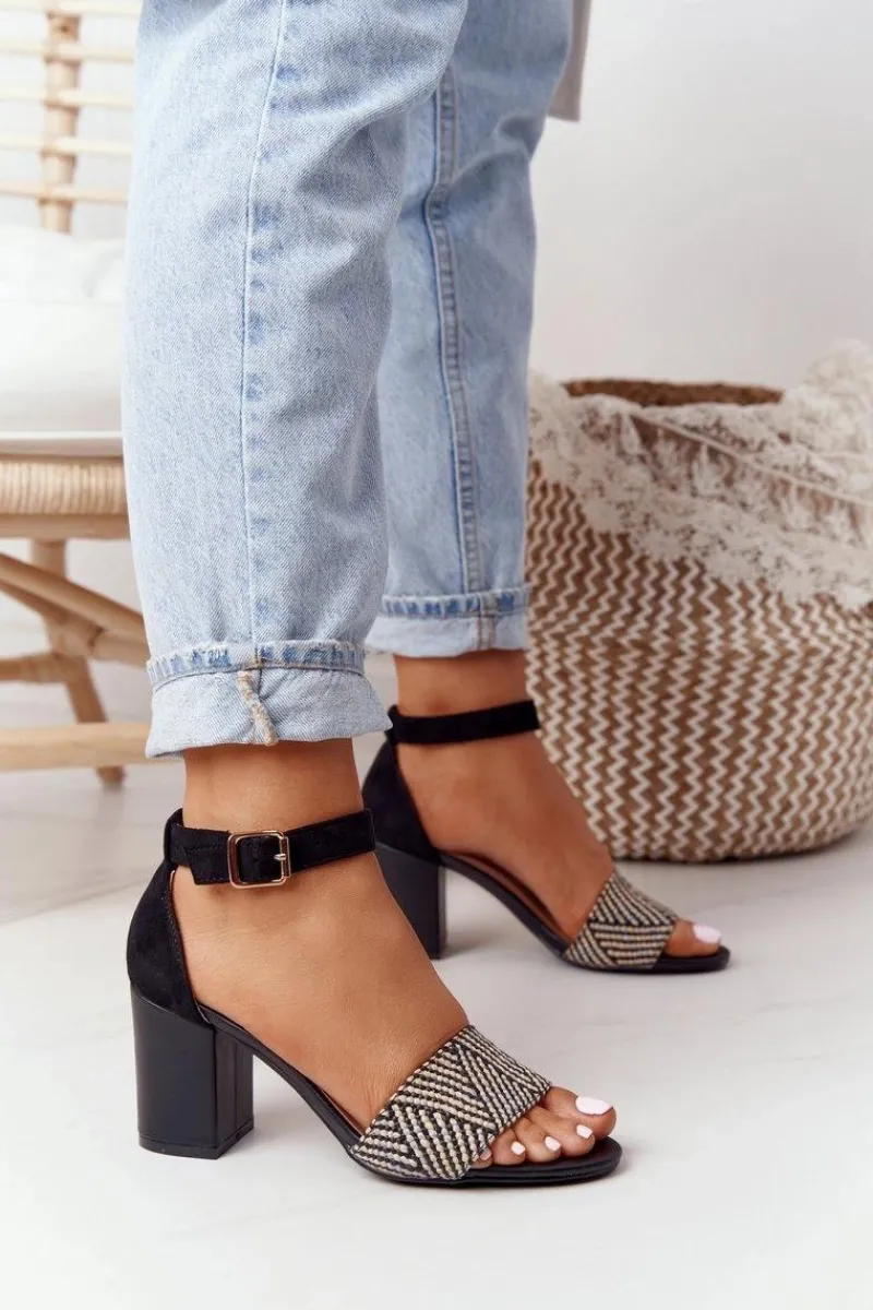 Hot Evento Sandały Z Plecionką Na Słupku Czarne Honeymoon