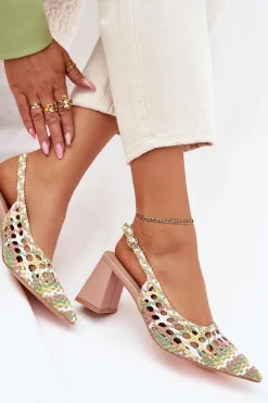 Sandały Na Słupku|Sandały Na Obcasie><noscript><img width=