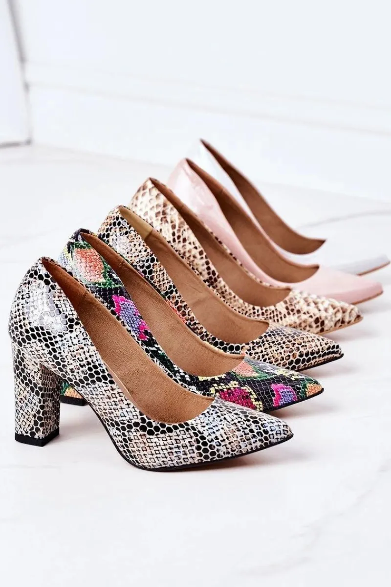 Discount Satynowe Czółenka Lewski Shoes 2453 Srebrne Damskie Czółenka Na Słupku