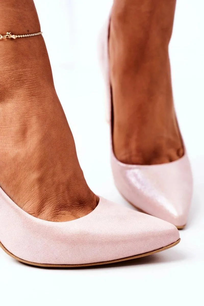 Czółenka Na Słupku>Boto Satynowe Czółenka Lewski Shoes 2453 Różowe