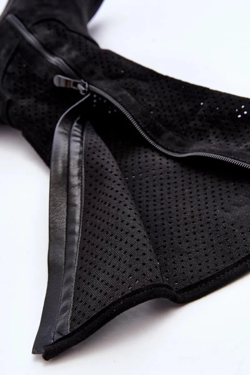 Kozaki Wiosenne|Kozaki Ażurowe>Damskie buty S.Barski S.Barski HY66-139 Ażurowe Kozaki Damskie Czarne