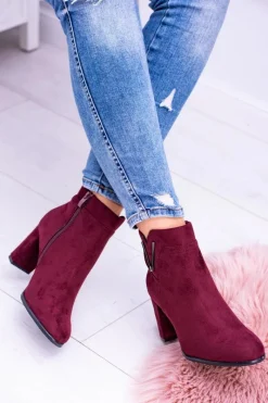 Botki Na Słupku|Brązowe I Beżowe Botki>Buty Sergio Leone Sergio Leone Bordowe Botki Na Słupku Zamsz Valentia