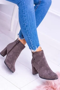 Botki Na Słupku|Brązowe I Beżowe Botki>Buty Sergio Leone Sergio Leone Botki Na Słupku Coffe Zamsz Valentia