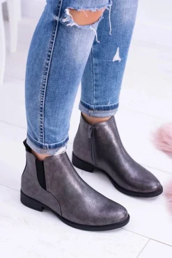 Online Buty Sergio Leone Sergio Leone Ciemnoszare Botki Płaski Obcas Vuko