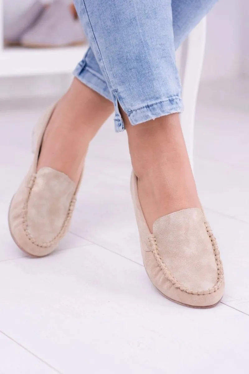 Mokasyny Damskie Skórzane|Mokasyny Damskie Zamszowe>Buty Sergio Leone Sergio Leone Damskie Beżowe Mokasyny Winted