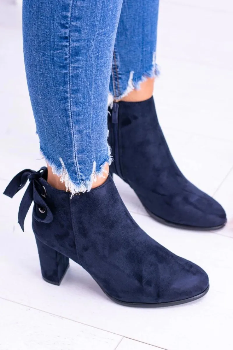 Outlet Sergio Leone Granatowe Botki Na Słupku Zamsz Symfonia Damskie Botki Na Słupku|Brązowe I Beżowe Botki