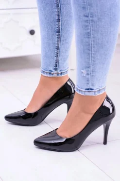 Clearance Buty Sergio Leone Sergio Leone Lakierowane Czółenka Szpilki Czarne Greca