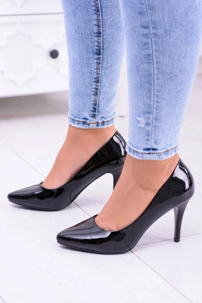 Clearance Buty Sergio Leone Sergio Leone Lakierowane Czółenka Szpilki Czarne Greca