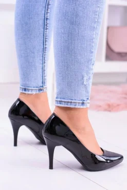 Clearance Buty Sergio Leone Sergio Leone Lakierowane Czółenka Szpilki Czarne Greca