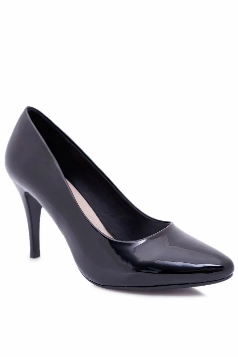 Clearance Buty Sergio Leone Sergio Leone Lakierowane Czółenka Szpilki Czarne Greca