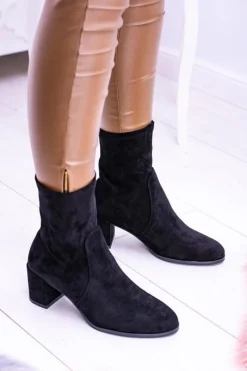 Sale Sergio Leone Ocieplane Wsuwane Czarne Damskie Botki Picodi Damskie Botki Na Słupku|Czarne Botki