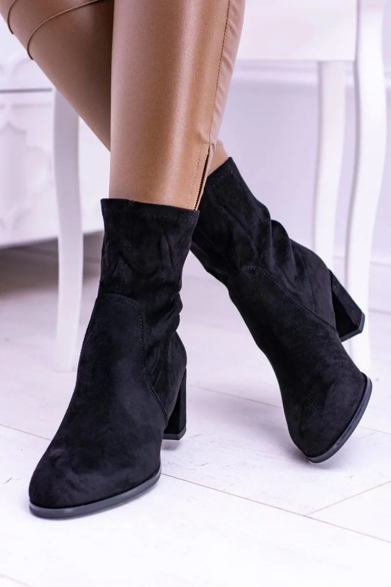 Sale Sergio Leone Ocieplane Wsuwane Czarne Damskie Botki Picodi Damskie Botki Na Słupku|Czarne Botki