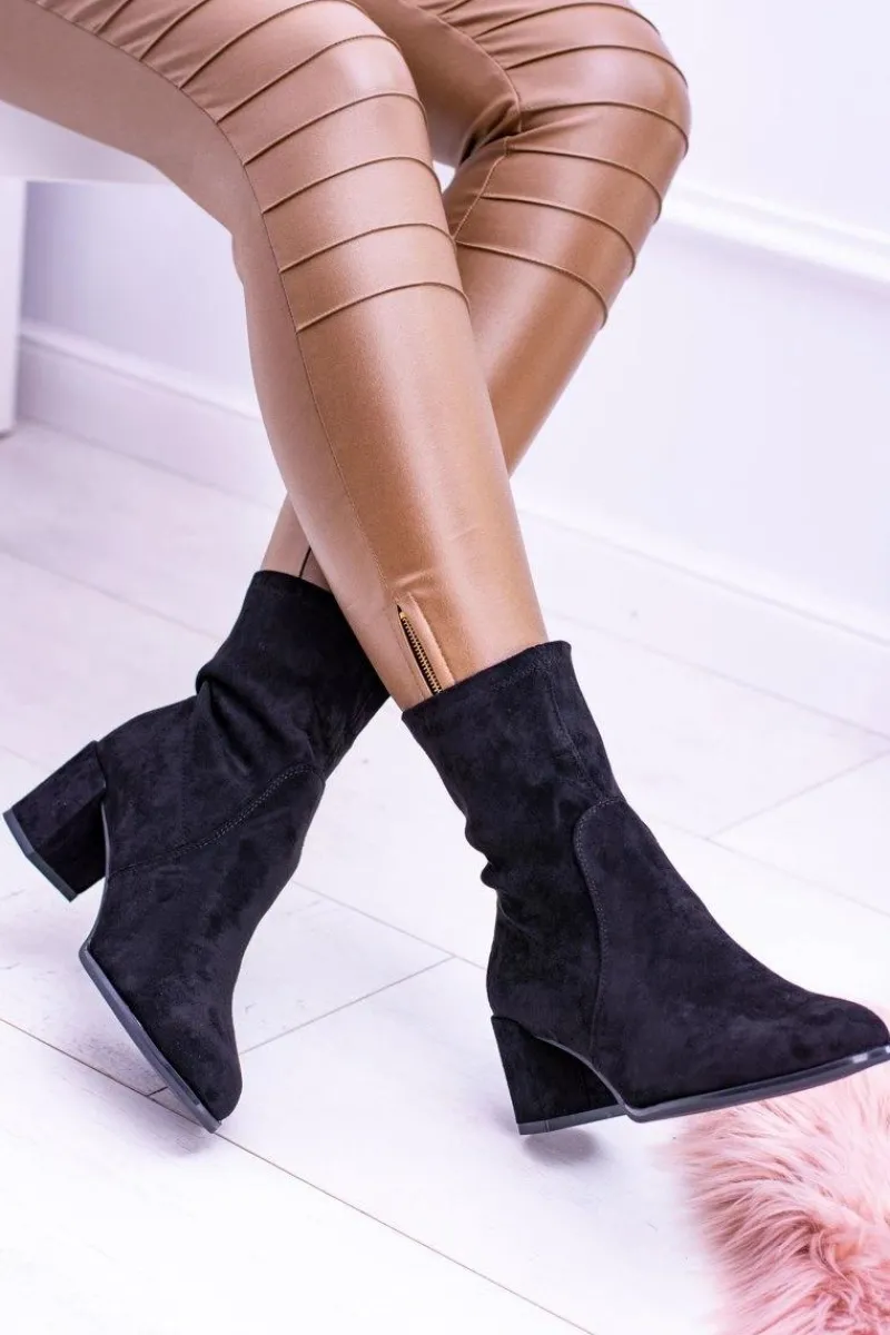 Sale Sergio Leone Ocieplane Wsuwane Czarne Damskie Botki Picodi Damskie Botki Na Słupku|Czarne Botki