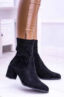 Sale Sergio Leone Ocieplane Wsuwane Czarne Damskie Botki Picodi Damskie Botki Na Słupku|Czarne Botki