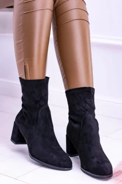 Sale Sergio Leone Ocieplane Wsuwane Czarne Damskie Botki Picodi Damskie Botki Na Słupku|Czarne Botki